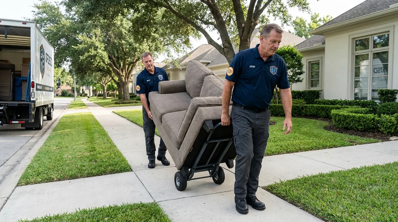 Local residential moving crew loading furniture in Saint James, MN